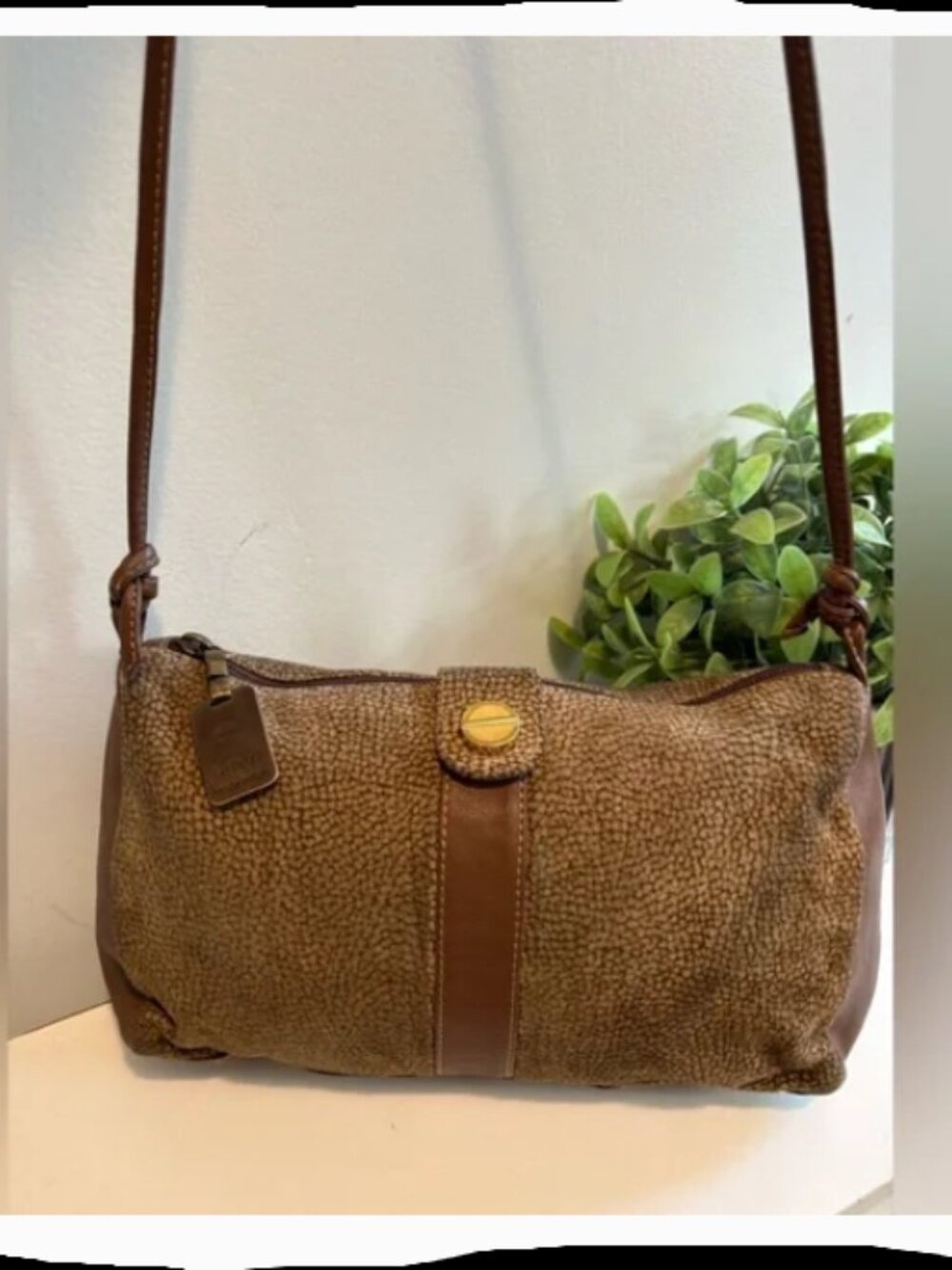 Borbonese Classic OP Partridge‑Eye Shoulder Bag – Vintage Italy – Rare
